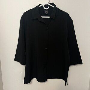Allison Daley T-Shirt Short Sleeve Button-Up Black Size 16